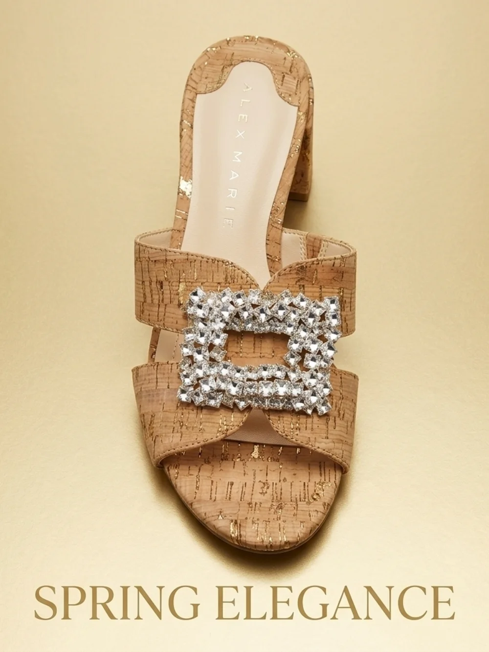 Alex Marie Colette Cork Jewel Buckle Ornament Dress Sandals Size 8.5